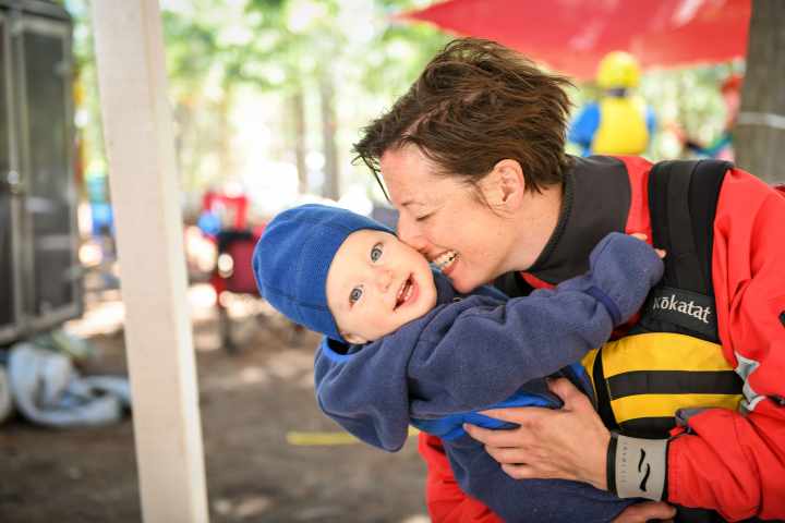 mother and her baby in the campgrounds
